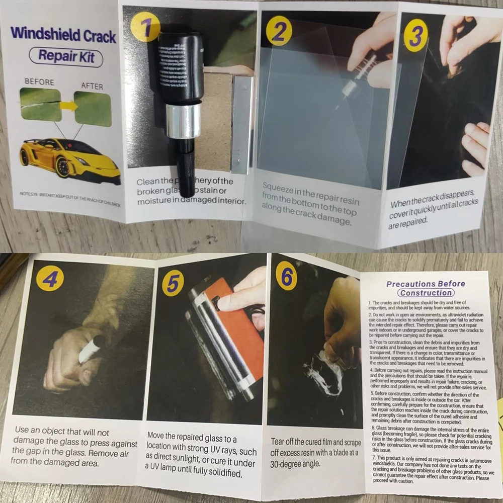 Car Windshield Glass Cracked Repair Agent Window Glass Scratch Nano Repairing Set Crack Restore Traceless Curing Glue Tools