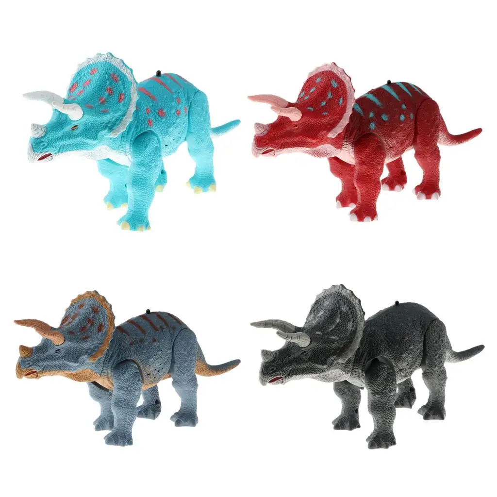 Remote Control Walking Triceratops Dinosaur Toy W/  Action Figure