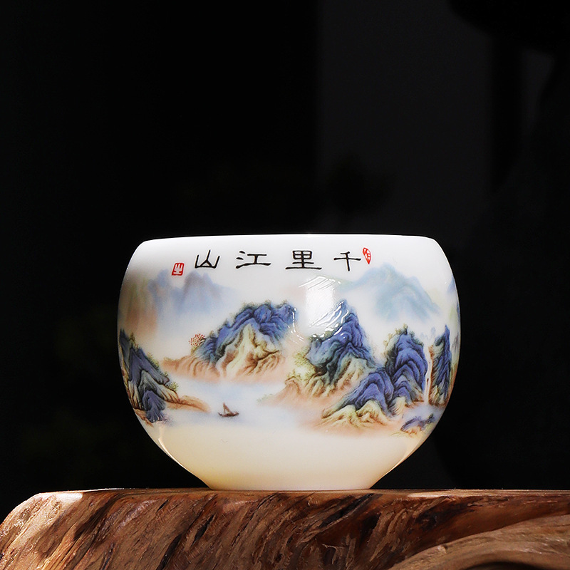 Tragbare Schaf Fett Jade Porzellan Chinesische Sternzeichen Tasse Weiß Porzellan Tee Handgemachte Keramik Individuelle Tasse Master Tee Tassen – Detail 5