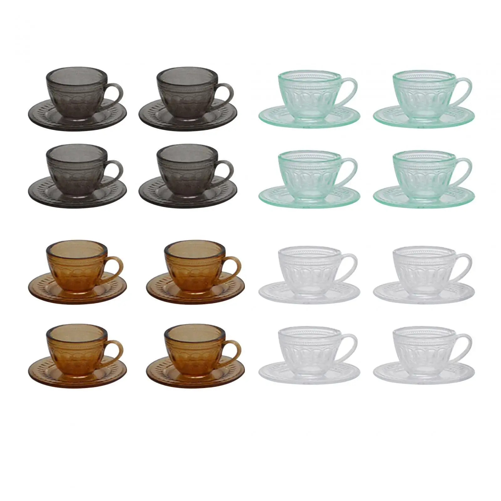 4x Dollhouse Miniature Tea Cup Set Miniature Tableware for Dollhouse Kitchen