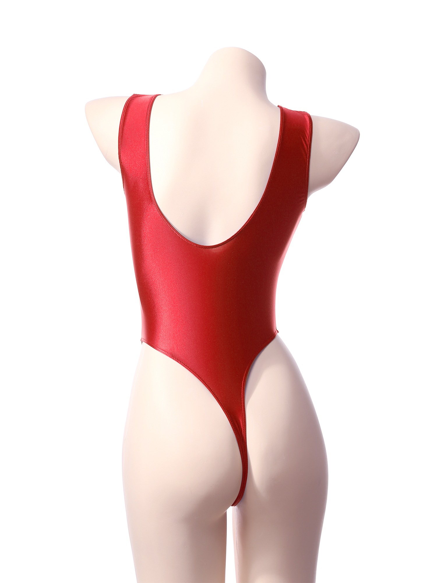 Ölglänzender Damen-Badeanzug, ärmellos, hoch geschnittener Tanga-Body, einteilige Badebekleidung, Yoga, Sport, Fitnessstudio, Fitness, Badeanzug, Kostüm – Detail 23