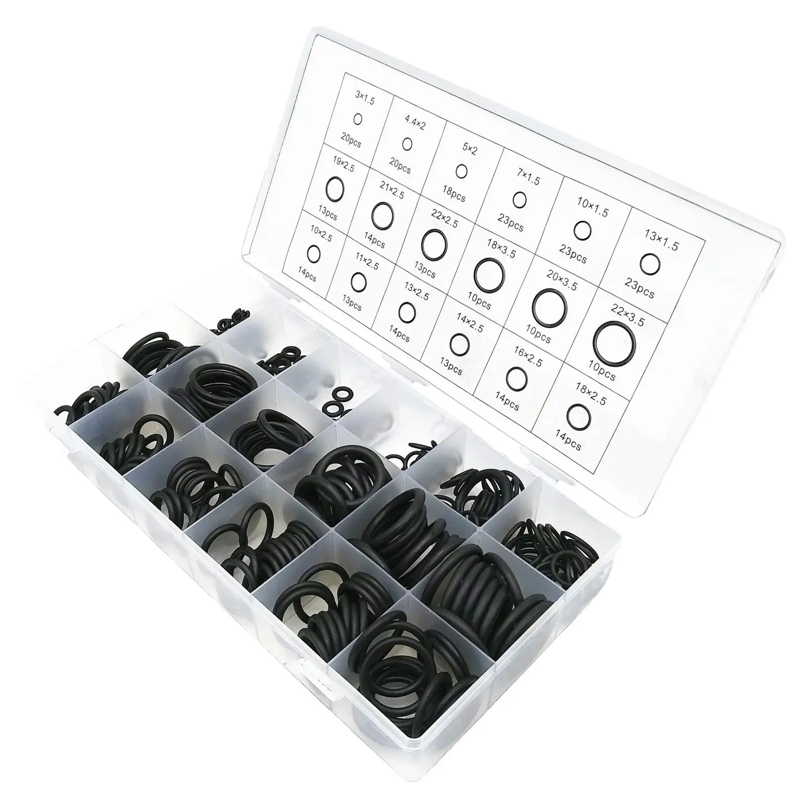 279Pcs O Ring Assortment Set 18 Different Sizes Assorted Sealing Washer Black Small Round for Car Auto Repairing Plumbers