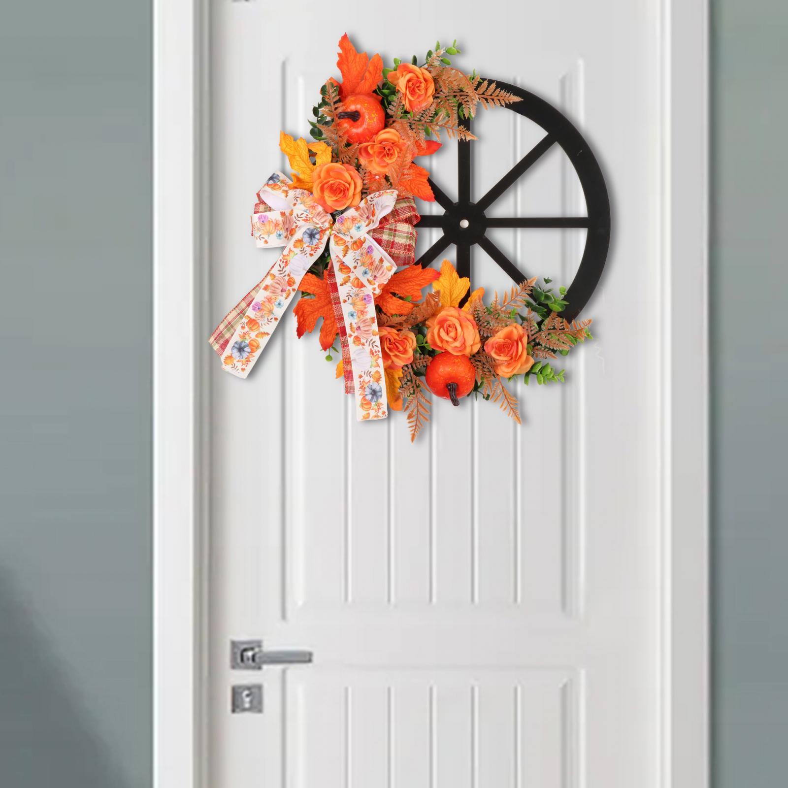 Hanging Garland Front Door Wreath Pumpkin Fall Door Wreath Artificial Fall Wreath for Party Festivals Office Living Room Bedroom