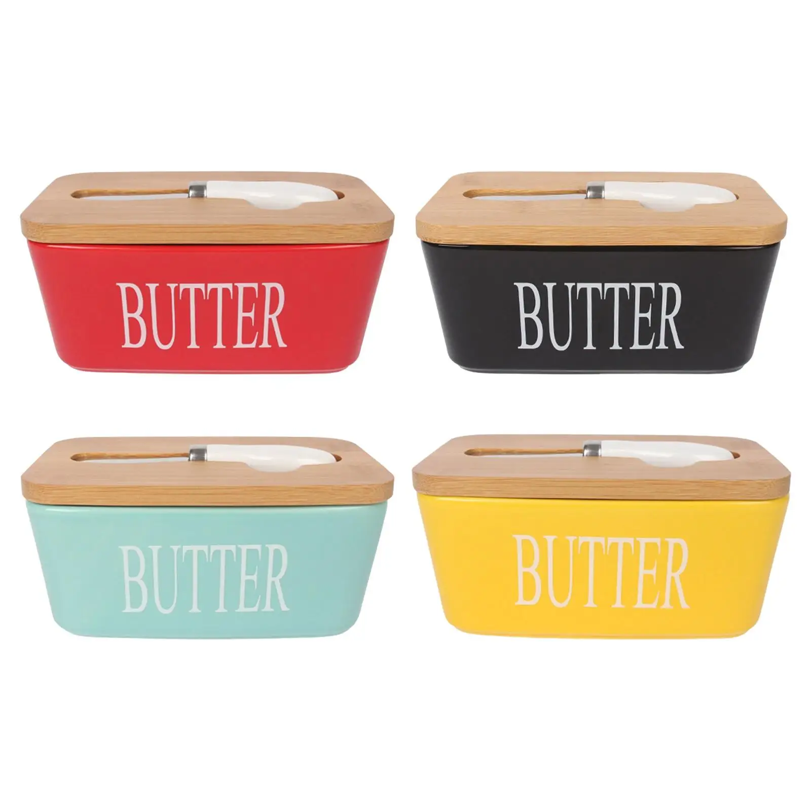Ceramic Butter Keeper Food Storage Container Rectangle Can Hold Old Cheese, Butter, Dessert for Kitchen