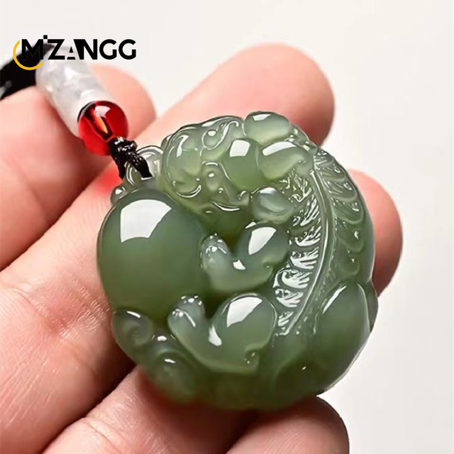 1 high quality Pair Certified Green Natural A Jade Jadeite Dragon Pi Xiu Pendant Necklace