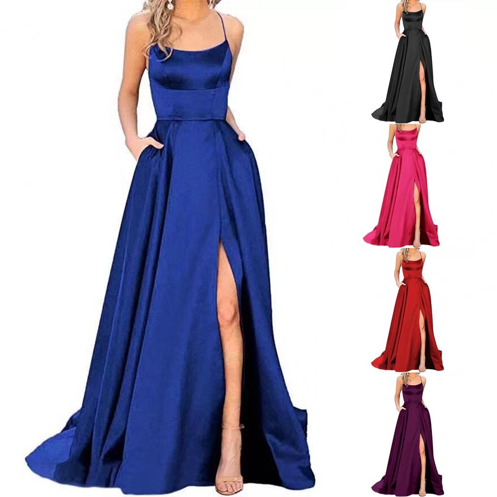 Vestido sem mangas elegante para baile formal,