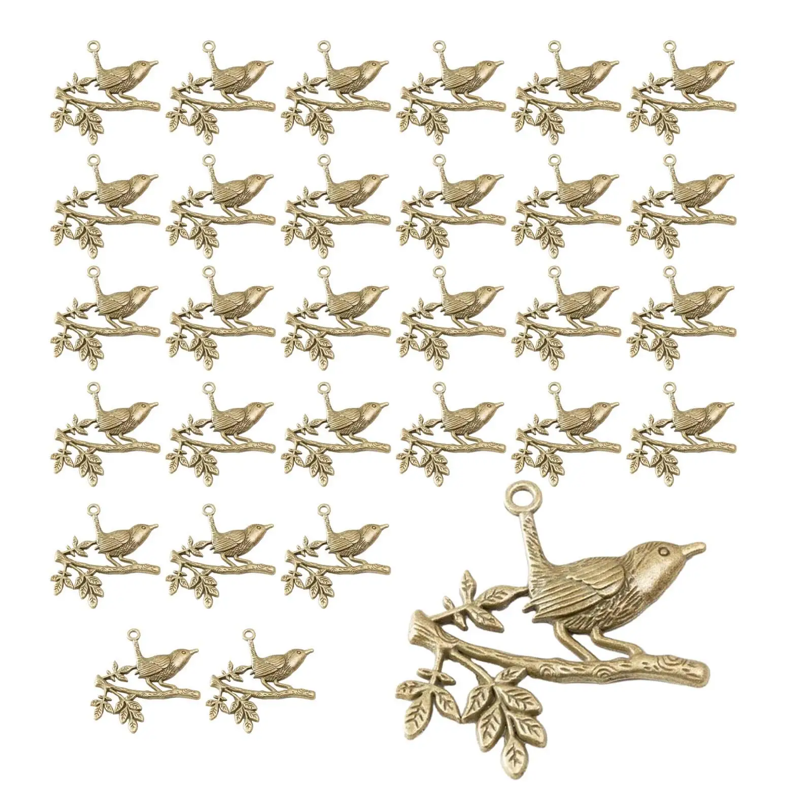 30 Pieces Bird Charms Vintage Metal Supplies Beads Pendants for Handmade Crafts Necklace Bag Decoration Zippers Earrings