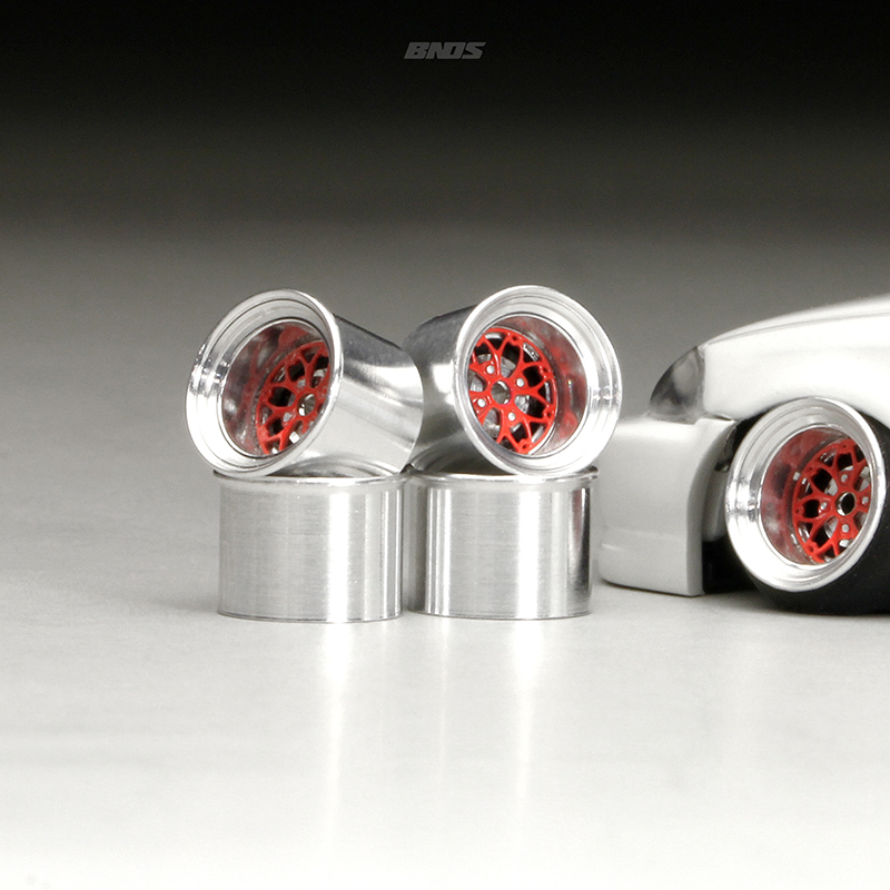 BNDS 1/64 Metallräder mit Gummireifen, Legierungsdesign, Felgen, Detail-up-Teile, JDM VIP-Stil für Modellfahrzeuge, 8,3 mm, 4-teiliges Set – Detail 5