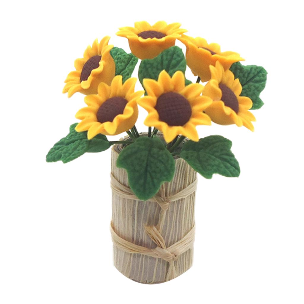 Planta simulada en miniatura para casa de muñecas, bonsái de girasol,  modelo de decoración, 1/12| | - AliExpress