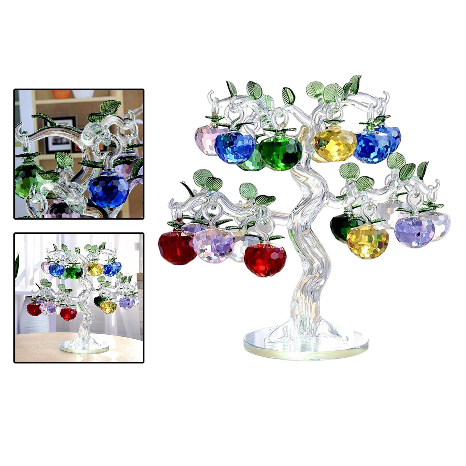 White Crystal  Tree Colorful Feng Shui Lucky Glass Craft Bar Desk Party