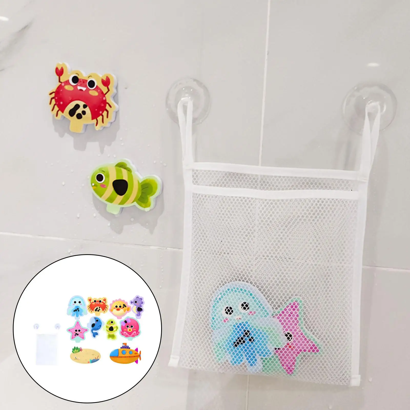 10 Pieces EVA Bathroom Stickers with Storage Bag for Toddler Girls Boys