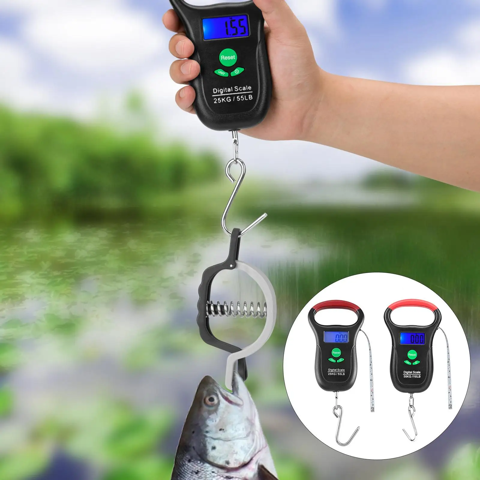 LCD Fishing Digital Scale Electronic Bag Luggage Weight with Tape Measure