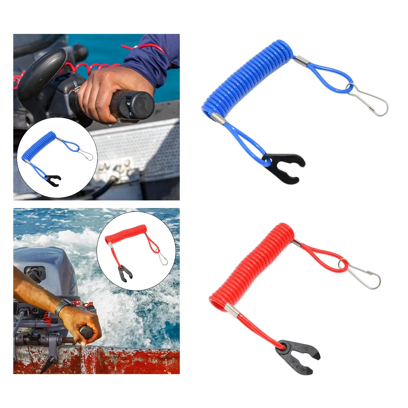 Kill Switch Safety Lanyard 1.6M Easy to Install Accessories Easy to Use Outboard Emergency Stop Lanyard for Outboard Motors