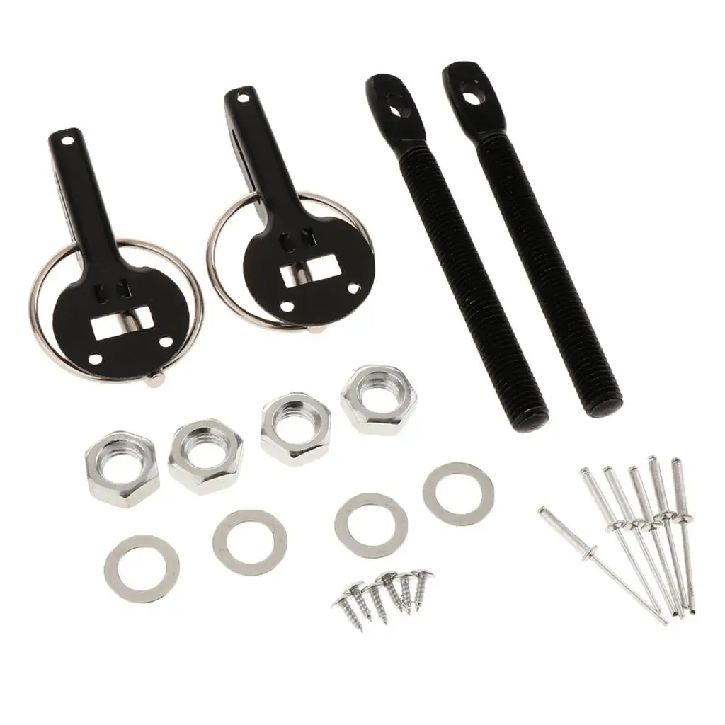 Alloy Metal Key Latch  Kit/Set Mount Bonnet Hood Universal Pin