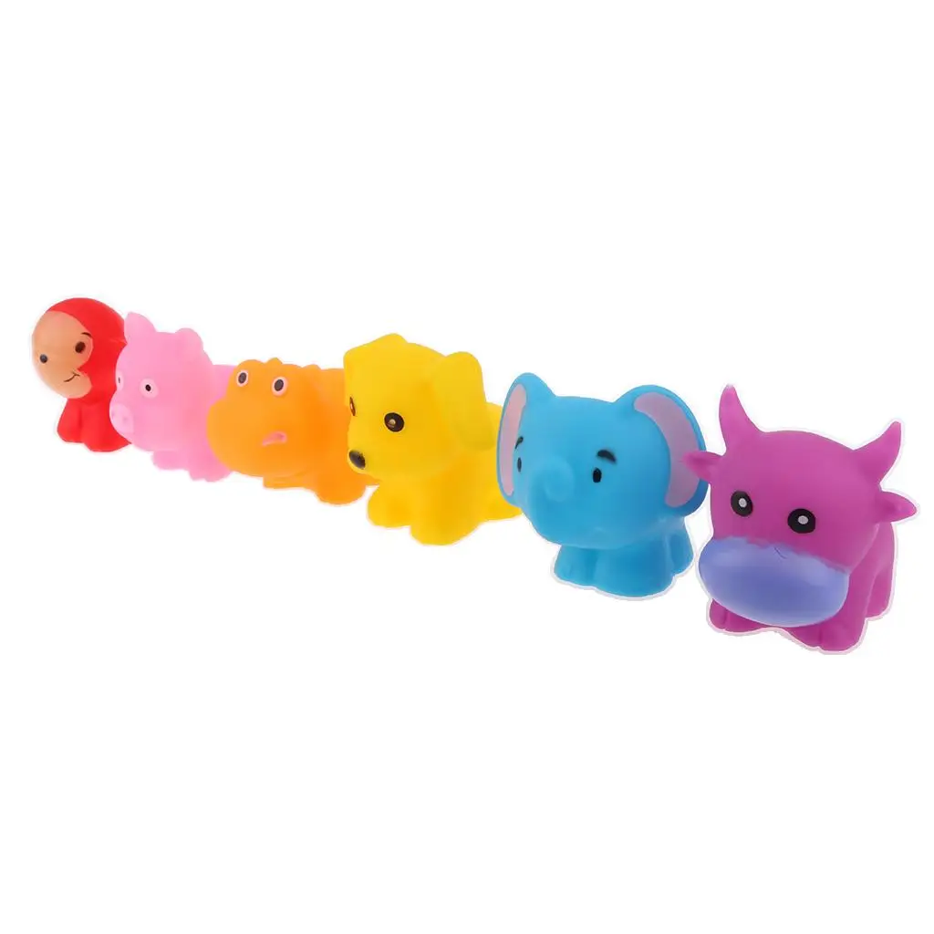 6pcs Kids Baby Fun Float Soft Farm Animal Hippo Play Water Bath Squeezing Squeaky Toy Developmental