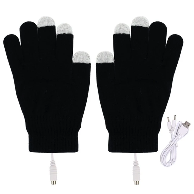 Unisexe femmes et hommes USB chauffé gants mitaines hiver mains