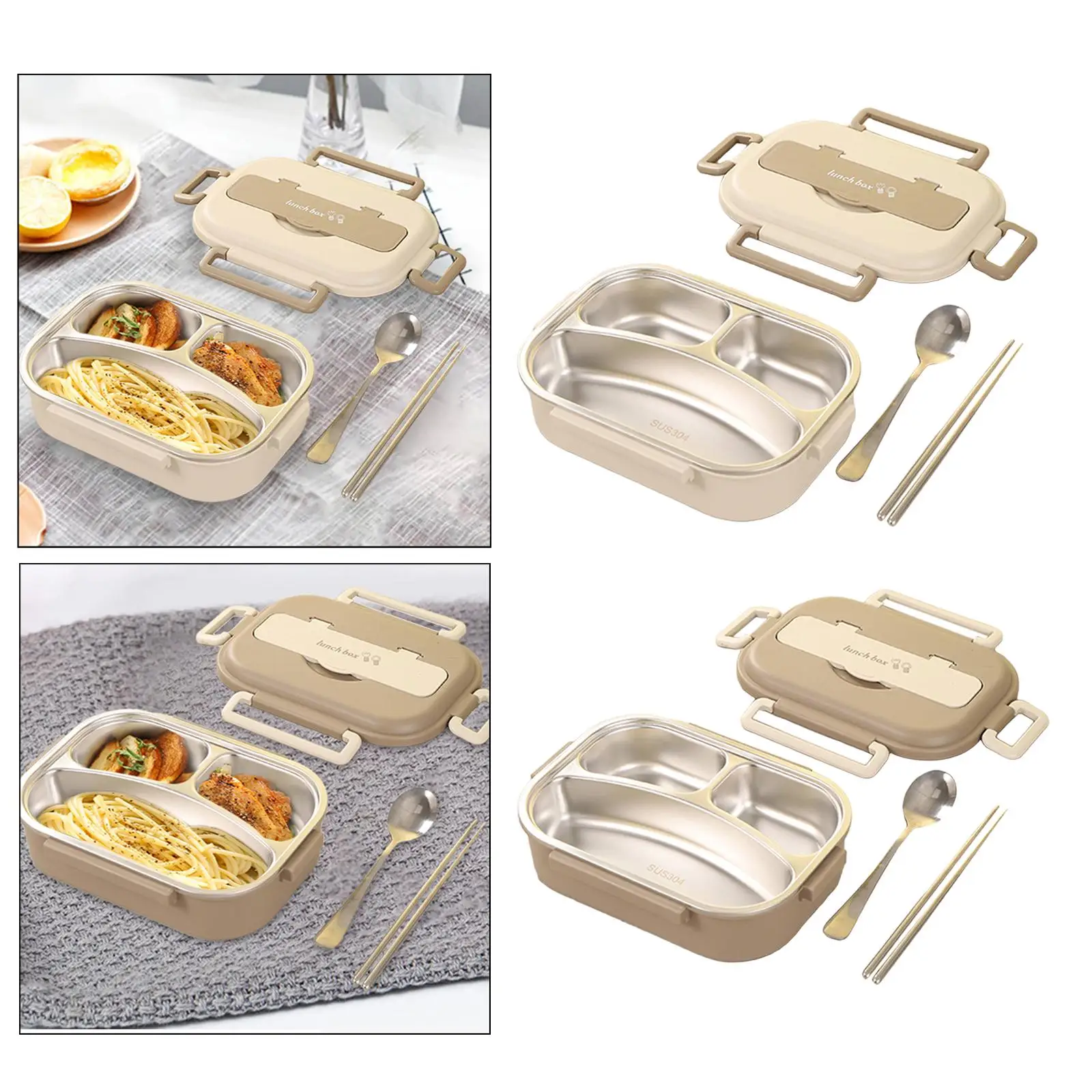 Bento Box 1L Multi Purpose Easy to Clean with Phone Holder with Cutlery Lunch Container for Picnic Outdoor Home Travel