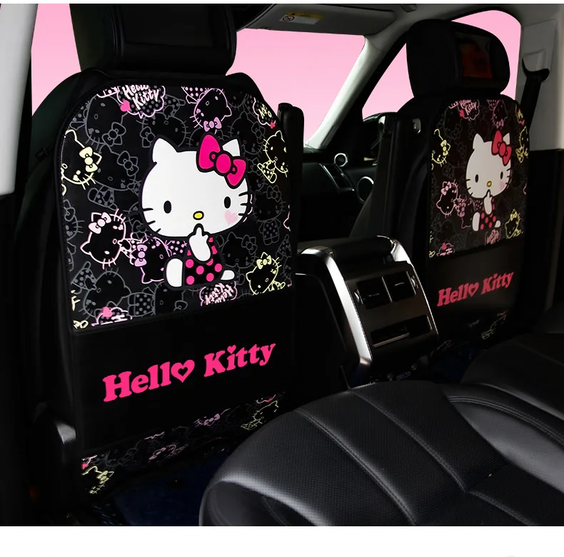 Hello Kitty Vehicle Back Pocket Cover Automotive Seat Back Kick Protectors Black 