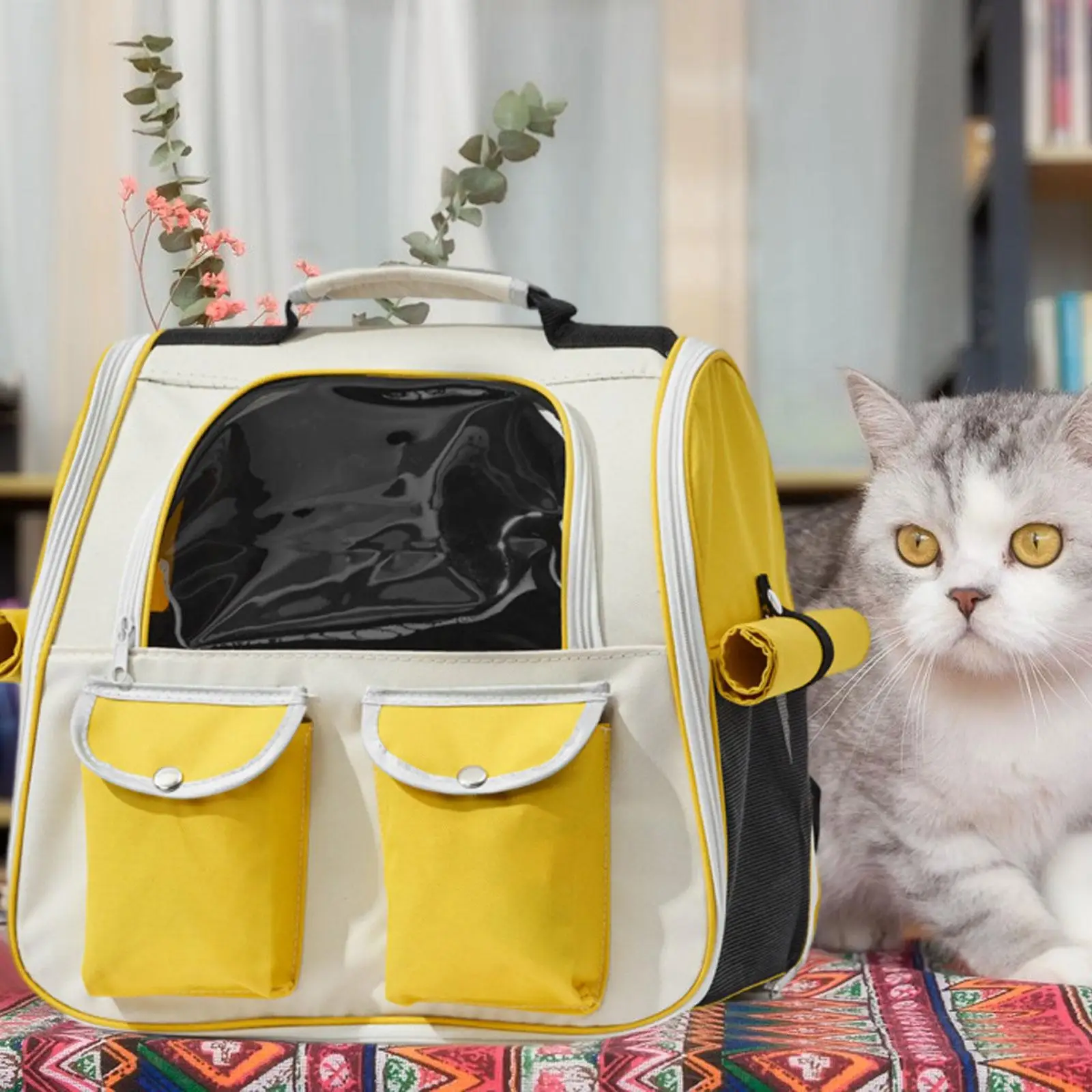 Pet Cat Carrier Backpack Pet Travel Backpack Adjustable Shoulder Strap Dog Cat