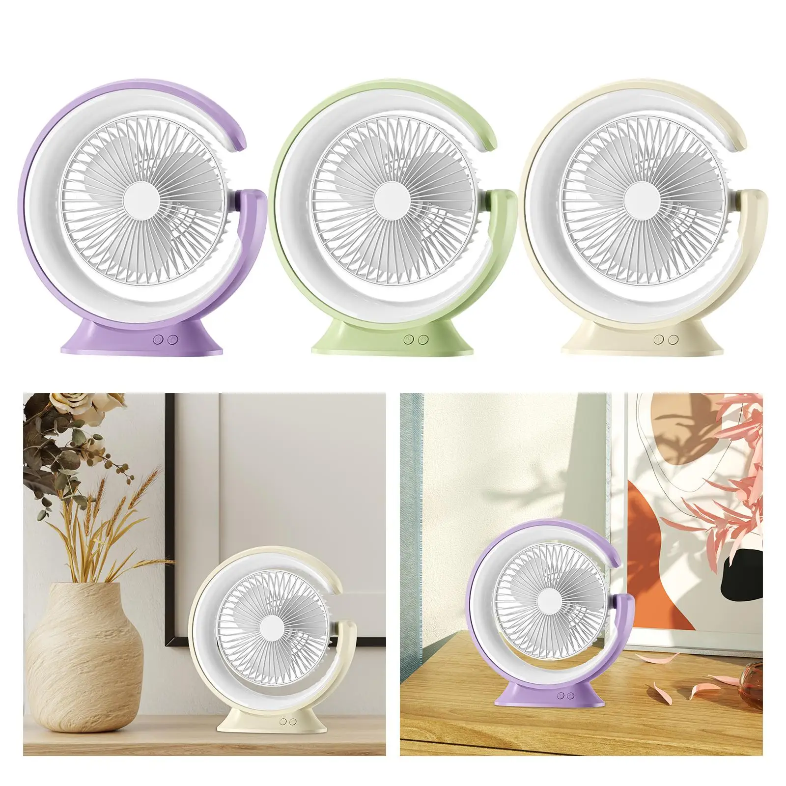 Personal Fan with LED Lights Silent 3 Modes Lighting Cooling Mini Fan Lamp Fan Desk Fan for Camping Home Bedroom Tabletop Office