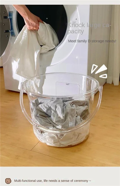 Light Luxury and Practical Transparent Portable Buckets Household Plastic  Bath Bucket Thickened Water Storage Bucket with Cover - AliExpress