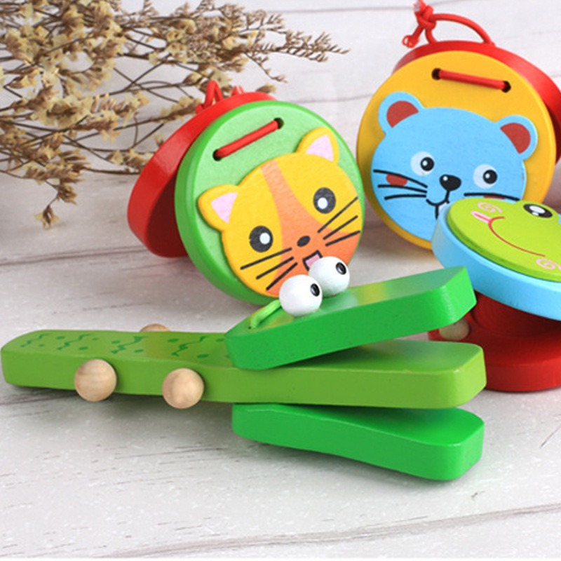 Description Picture 6 of itemCrocodile Shape Wood Castanet Baby Musical Instrument Cartoon Child Musical Educational Rattle Gift Montessori Educational Toys