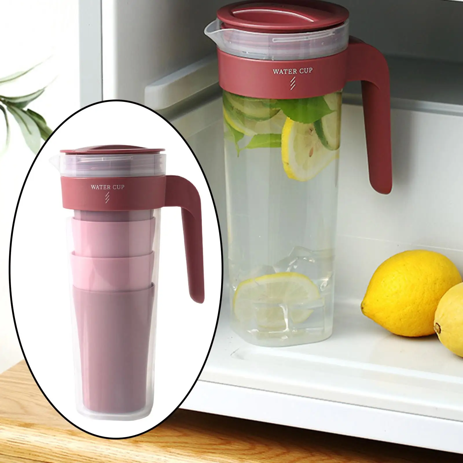 1000ml Water Pitcher Clear Hot & Cold Drink Pitcher with Lid Sealed Fridge Juice Jug Cold Water Bottle for Lemonade Milk Coffee