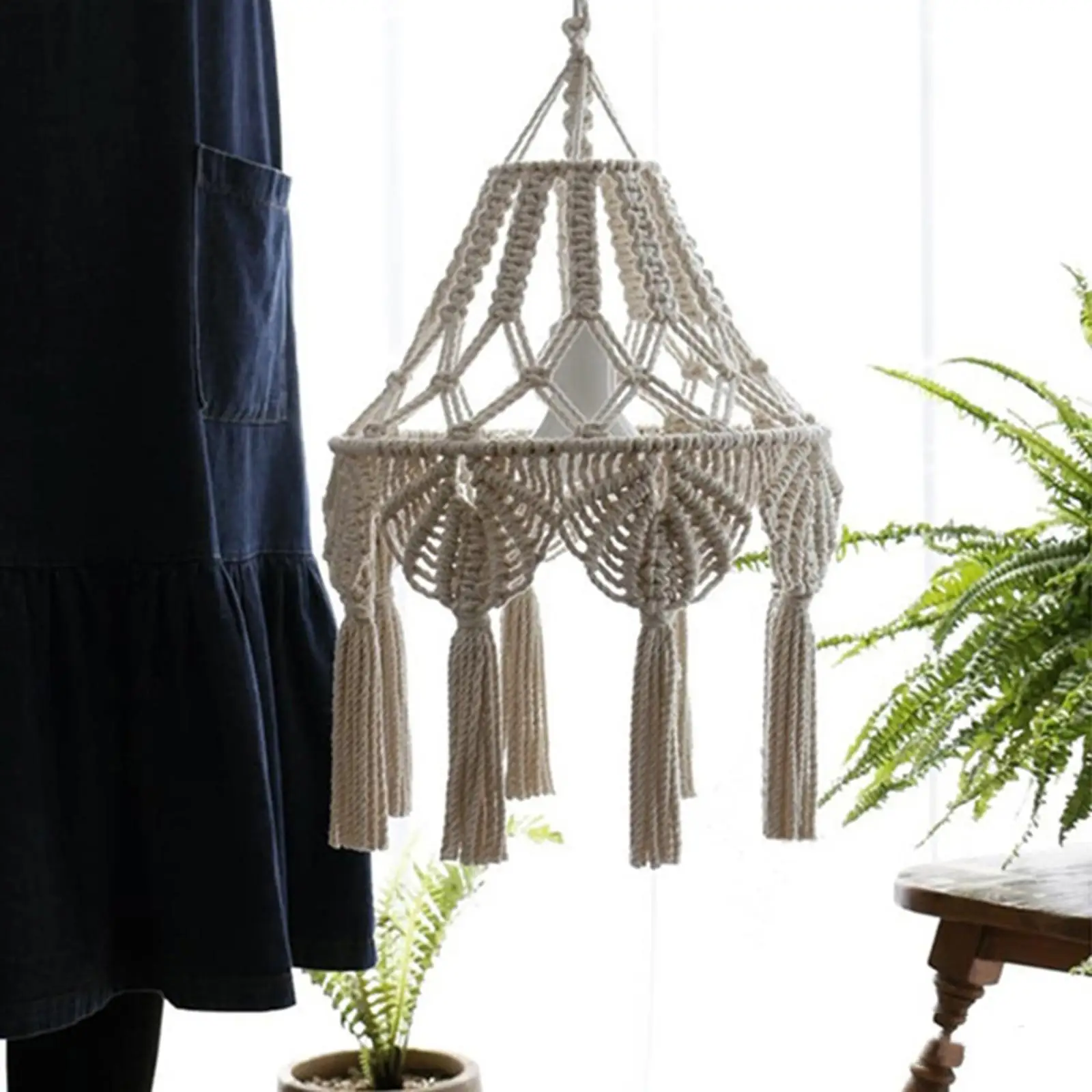 Knitting Macrame Lamp Shade Bohemian Hanging Lampshade for Hotel Decoration