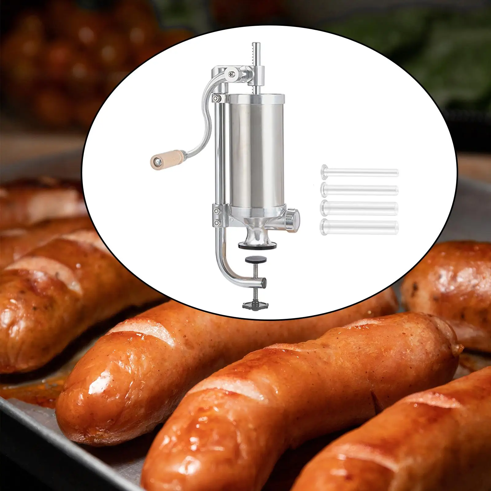 Manual Sausage Maker 2.5lbs Effective Salami Maker Kitchen Accessories with 4 Nozzles Meat Filler Machine Sausage Making Tool