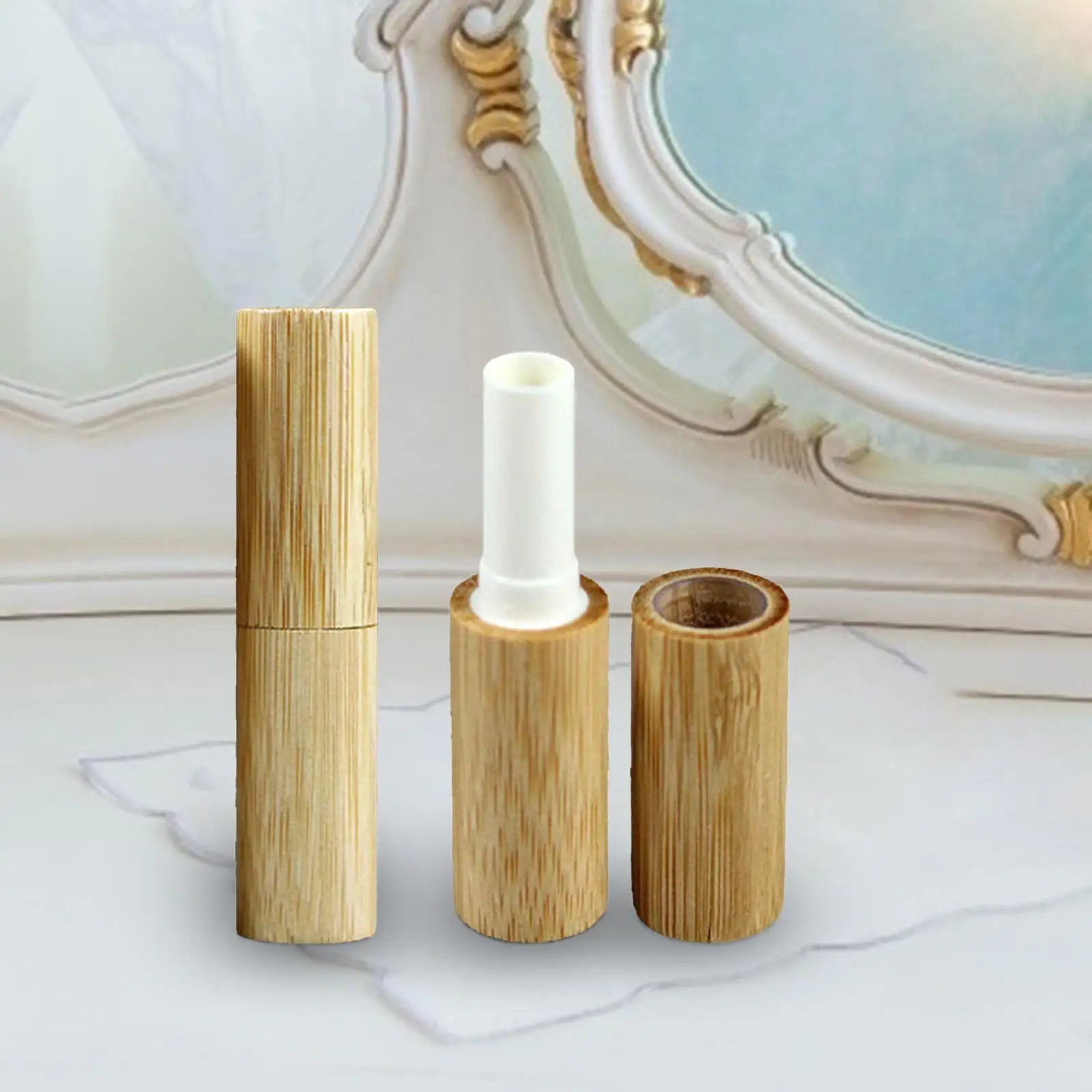 2x Lip Glosses Tubes Containers Empty Bamboo Shell Cosmetic Bottles Samples Lip Oils Tubes for Homemade Lip Balms