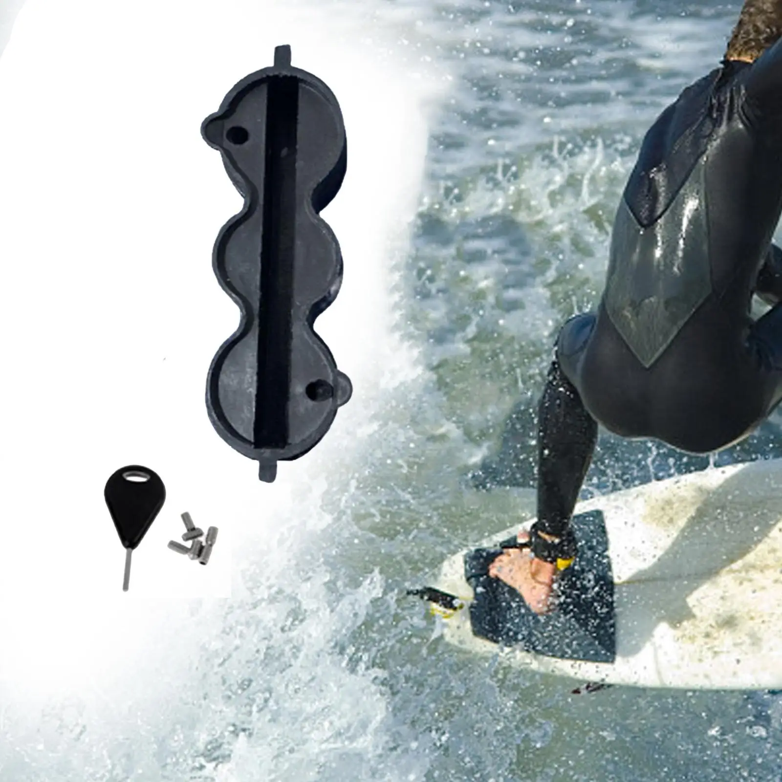 Surf Board Fins Plug with Keys Screw Parts Center Fins Box Surfboard Fins Box for Paddleboard Cruiser Deck Inflatable Canoe