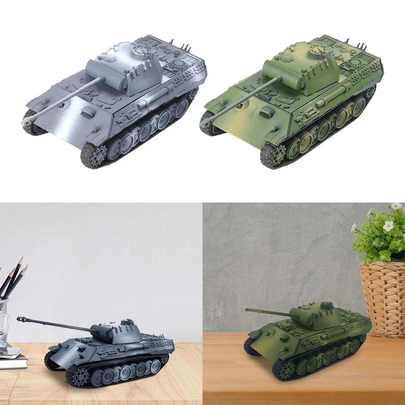 1:72 Scale 4D Tank Model DIY Assemble Simulation Tabletop Decor Educational Toys Vehicle Tank Model Toy Collection for Boy