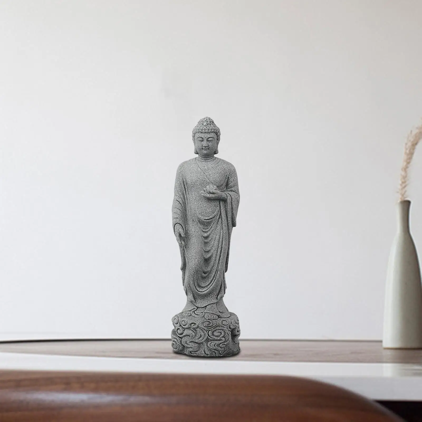 Mini Buddha Figurine Standing Craft Meditation Gift for Office Home Indoor Garden Yard