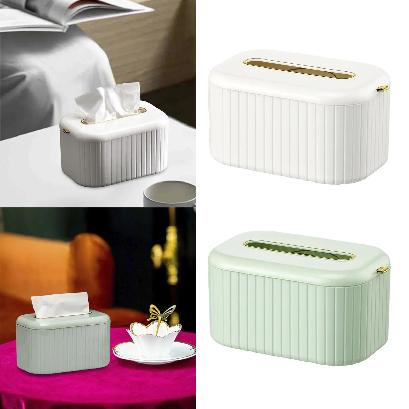 Bottom Spring Tissue Cover Boxes Rectangle Paper Face Storage Box for Kitchen