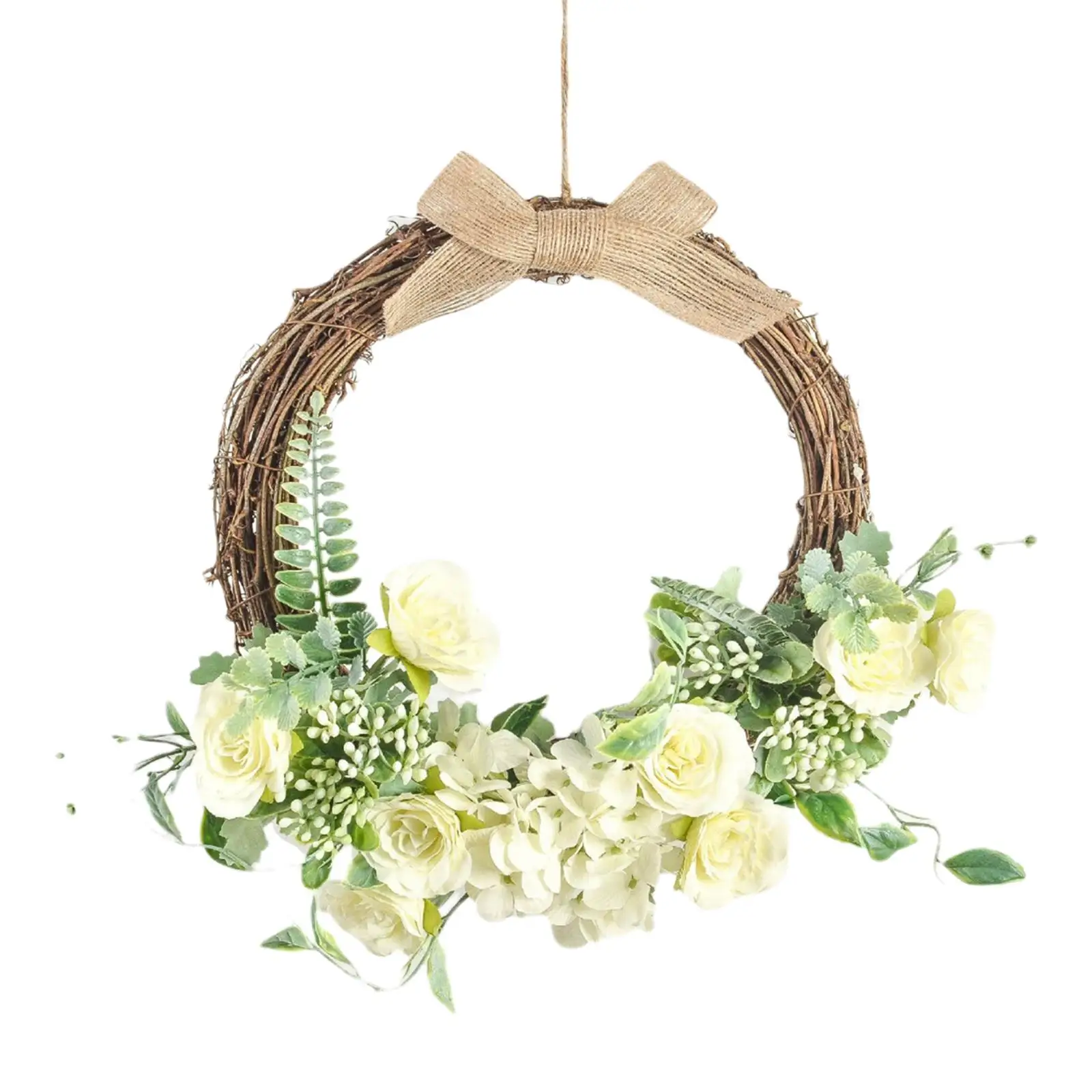 Simulation 13inch Artificial Flower Wreath Front Door Greenery Hanging Garland Outdoor Wedding Party Ornament Home Decoration