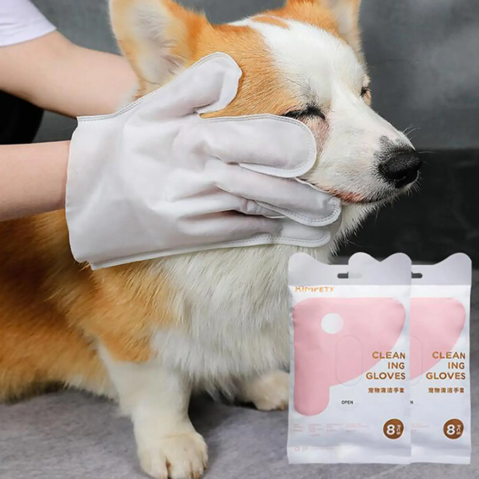 8Pcs/Pack Pet Grooming Gloves Large Towels wipe Puppy wipe Dust wipe Massage 5 Fingers Glove