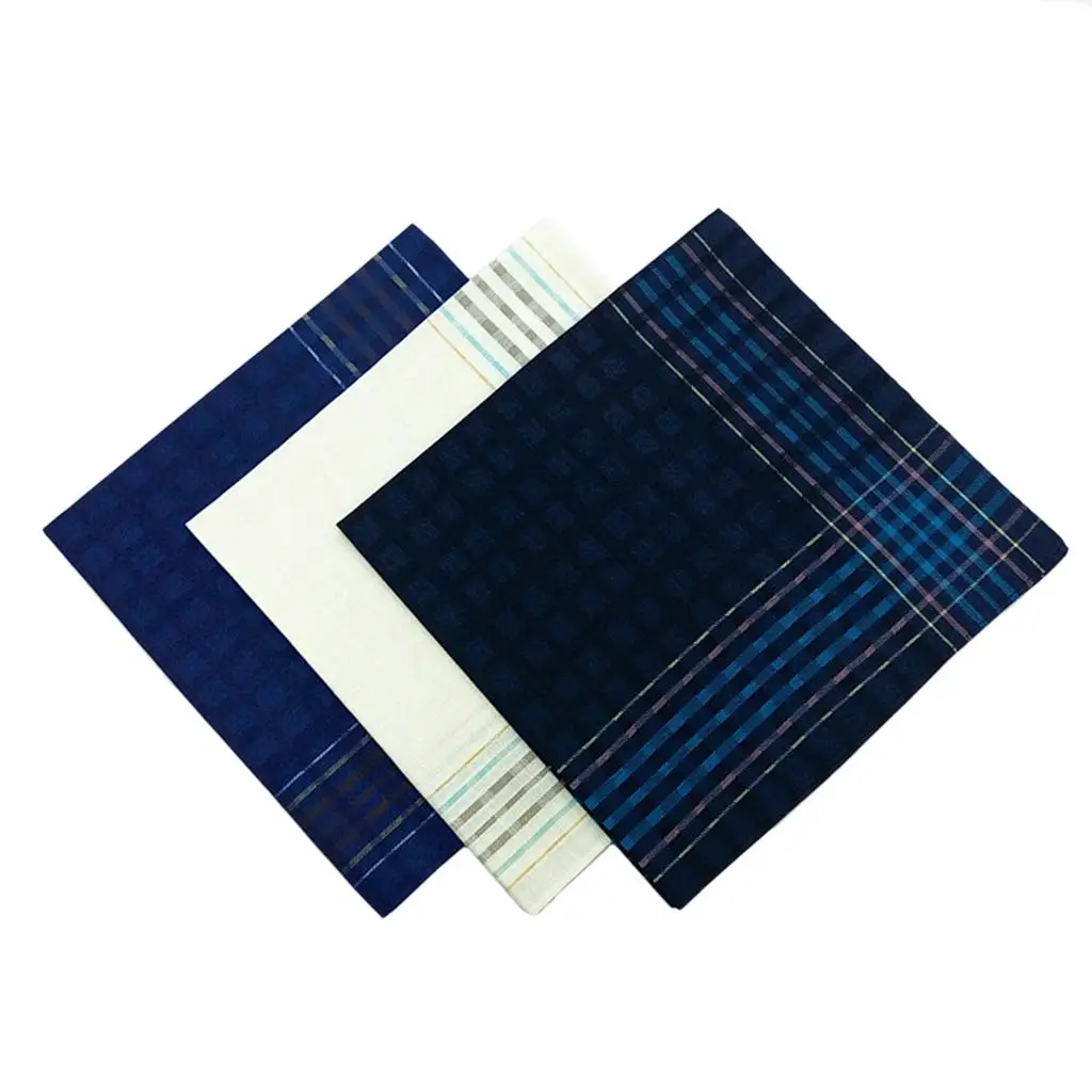 Set Of 3  For Men With Printed Squares  Square Hankies 16x16