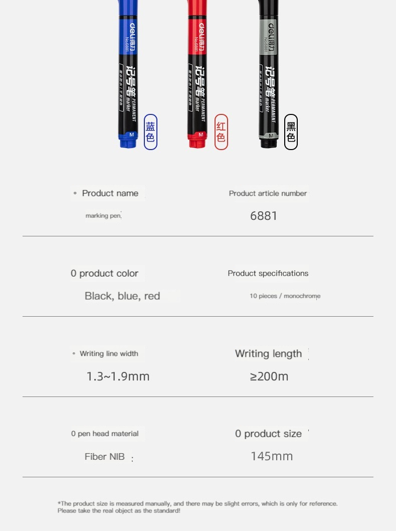3/6 Pcs/set Deli Permanent Art Markers Pens Waterproof Oil Based Paint Markers for Rock Wood Fabric Plastic Canvas Glass Canvas