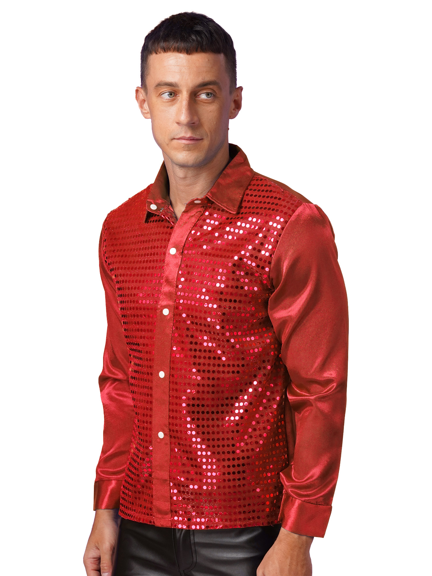 Männer Hip Hop Jazz Latin Dance Tops Langarm Shiny Pailletten Revers Hemd Tops Nachtclub Party Pole Dance Leistung Dancewear – Detail 17