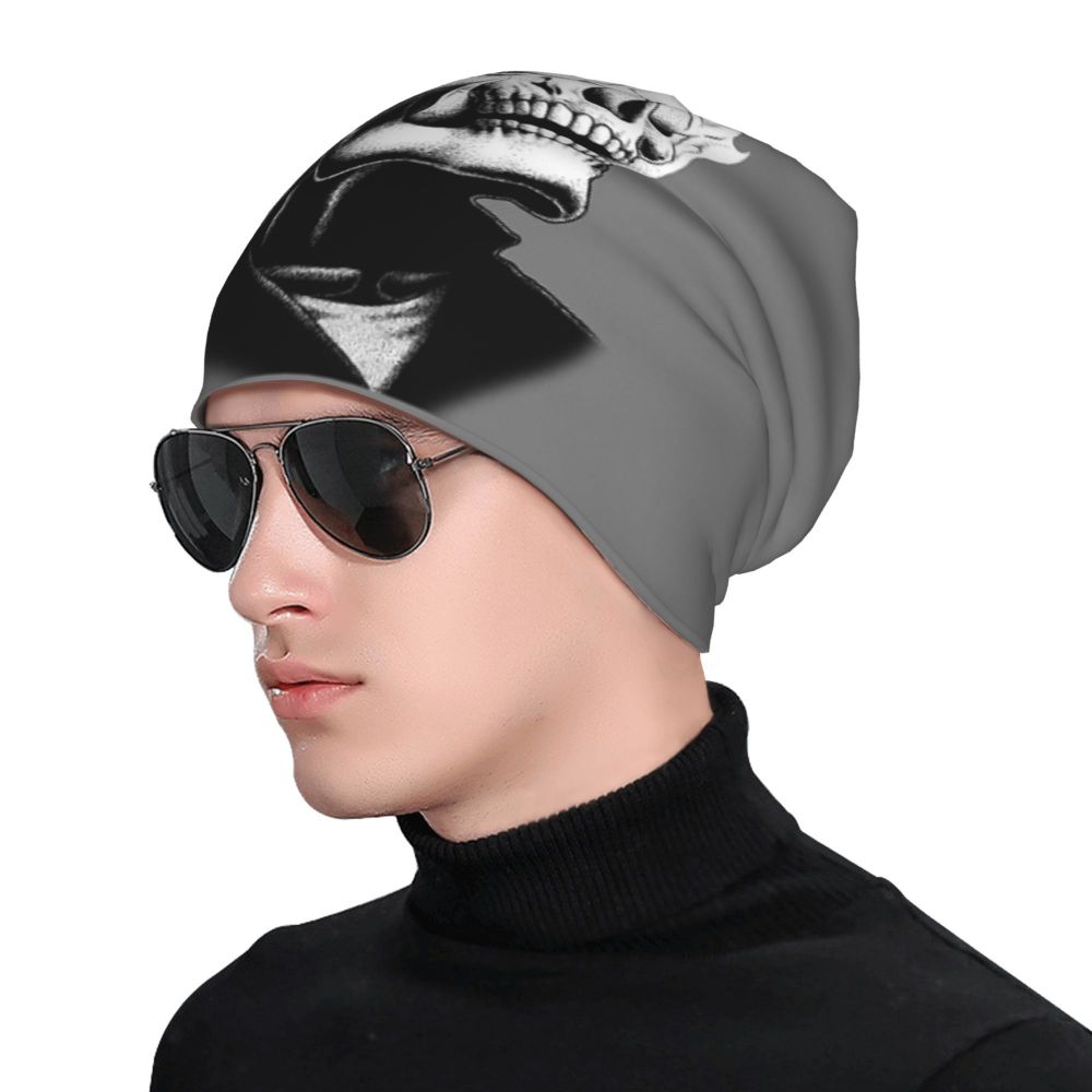 Hot Leathers Skull With Wings Grey Knit Cap