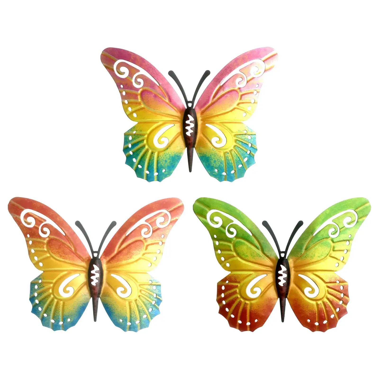Butterfly Wall Decors Hanging Sculptures Wall Art Decor Collectible Figurines for Flowerbed Patio Backyard Lawn Porch