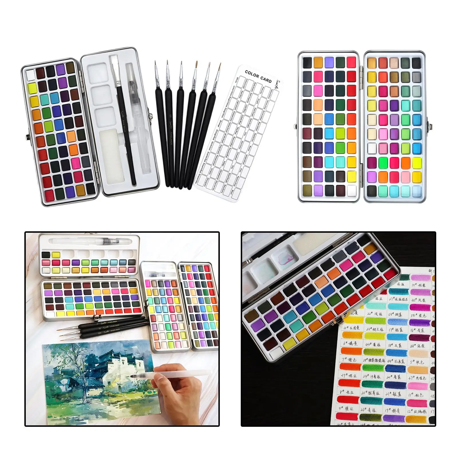 Travel Gouache Painting Set Carrying Case Perfect for Lover , Refillable Brush with Sponge Vibrant Color