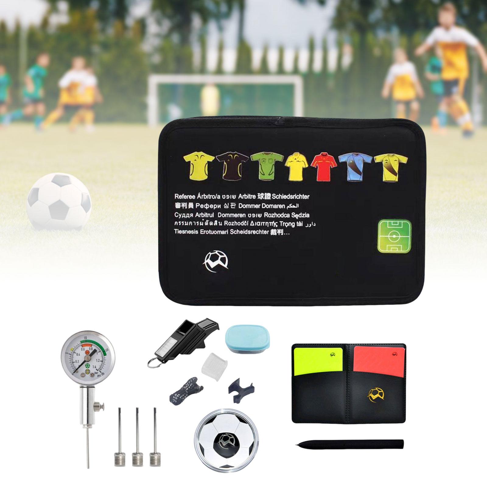 Soccer Referee Accessory Bag whistle Pressure Gauge Pencil Card Set Sheets for