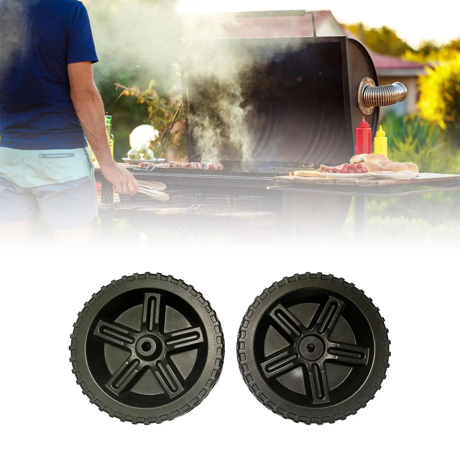 Grill Wheels Durable Dustproof Parts Spare Parts Easy Install 20x5cm Hole Diameter 1cm 2 Pieces Hand Truck Tires Replacement 8in