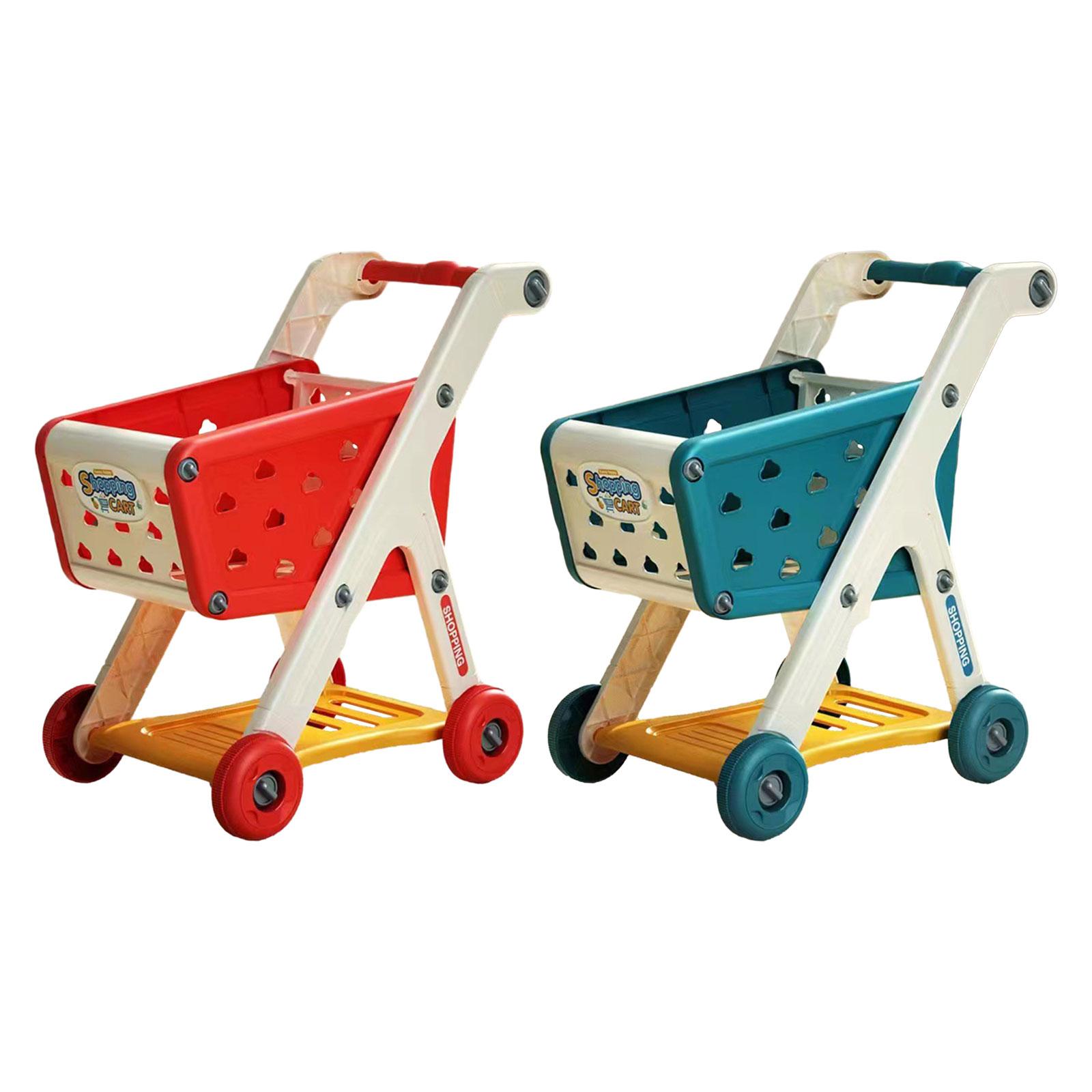 Shopping Cart Toy Easy to Push Storage Toy Pretend Play Grocery Carts Toy for Girls and Boys Baby Early Educational