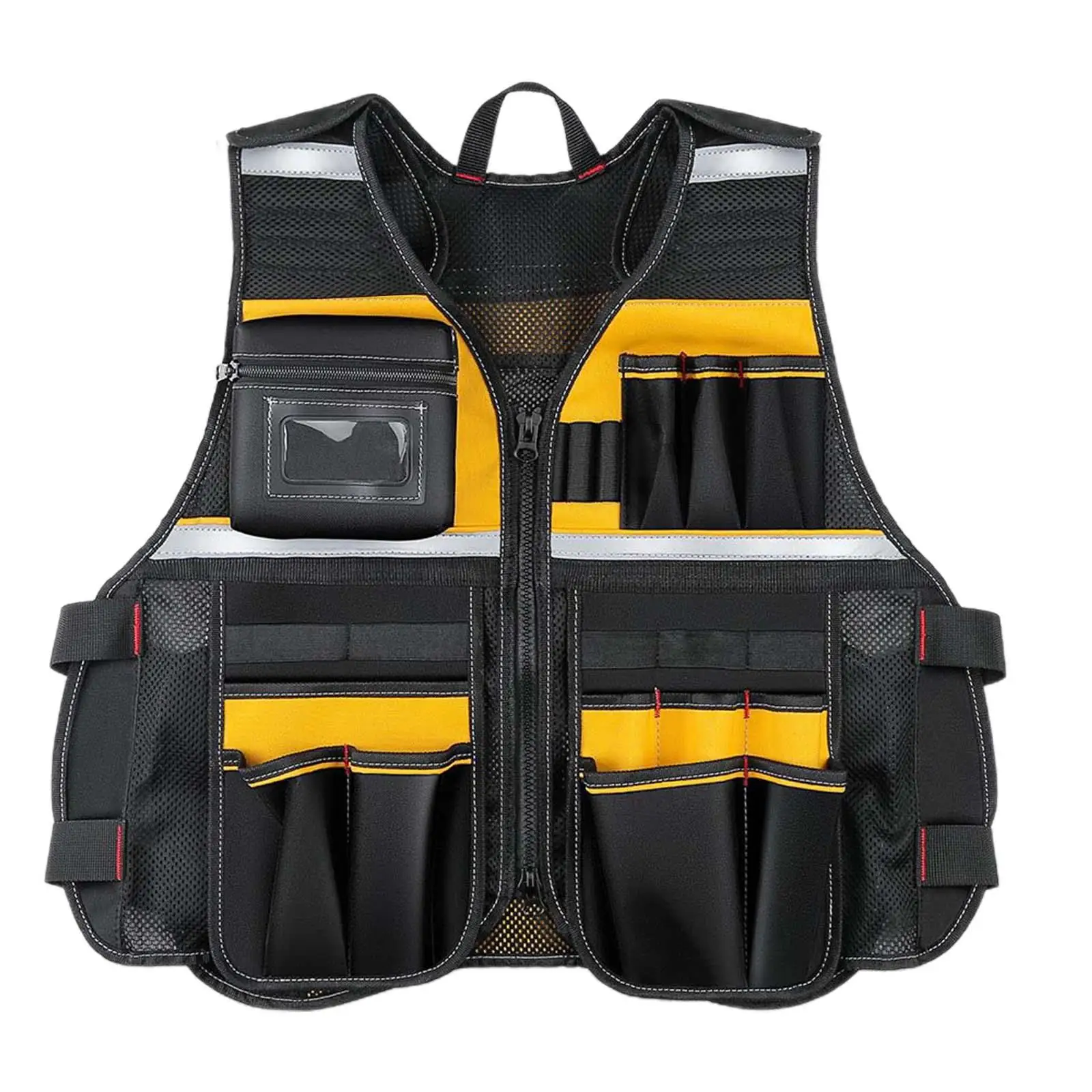 Tool Vest with Pockets Fishing Tool Pouch Universal Safety Vest Adjustable for Construction Worker Electricians Fishing Unisex
