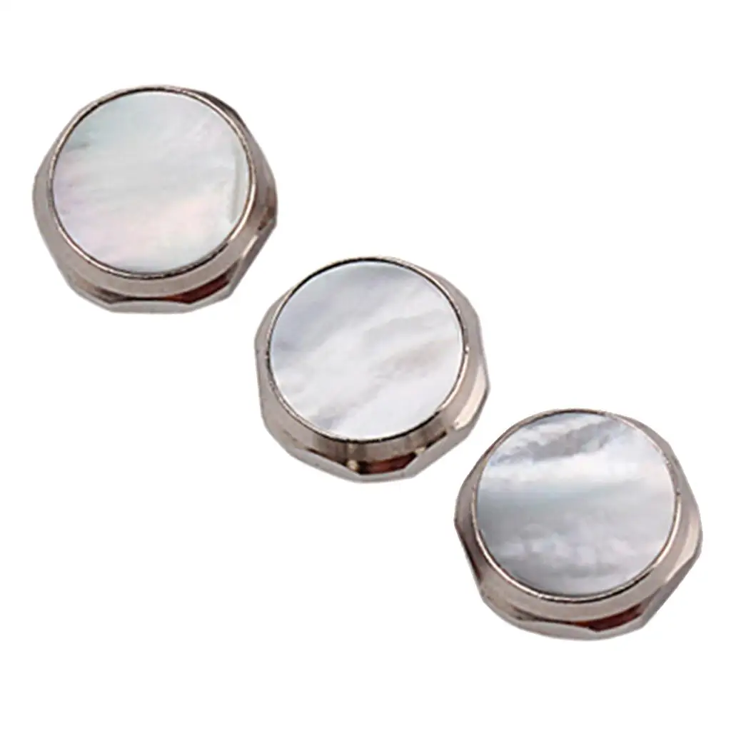 3 Pieces Alloy Shell Inlays Trumpet Finger Buttons Brass Instrument Accessories, White