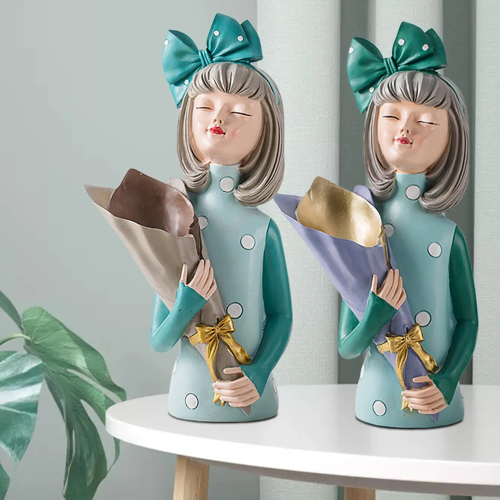 Creative Girl Statue Sculpture Art Figurines Resin Decor Craft for Houshold Salon Shop Desktop