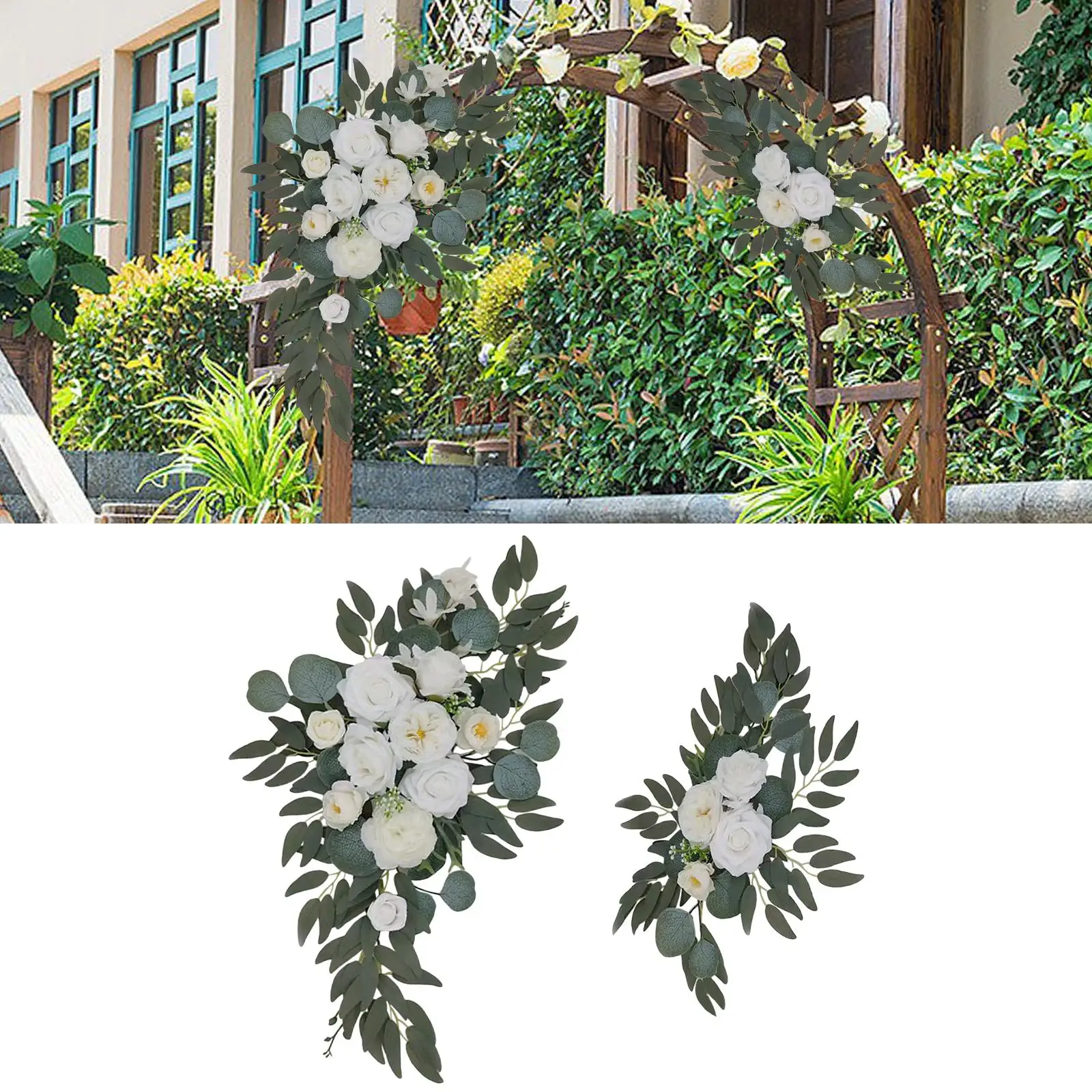 2x Wedding Arch Flowers Sunflowers Decor Rustic Flower Garland Display Fake Plant for Wall Lintel Reception Ceremony Home