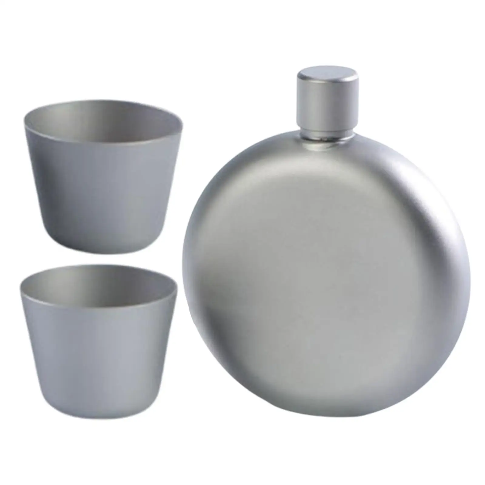 150ml Leakproof Titanium Flask Alcohol Whisky Wine Flask with Cups for Outdoor Camping Backpacking Travel Picnic